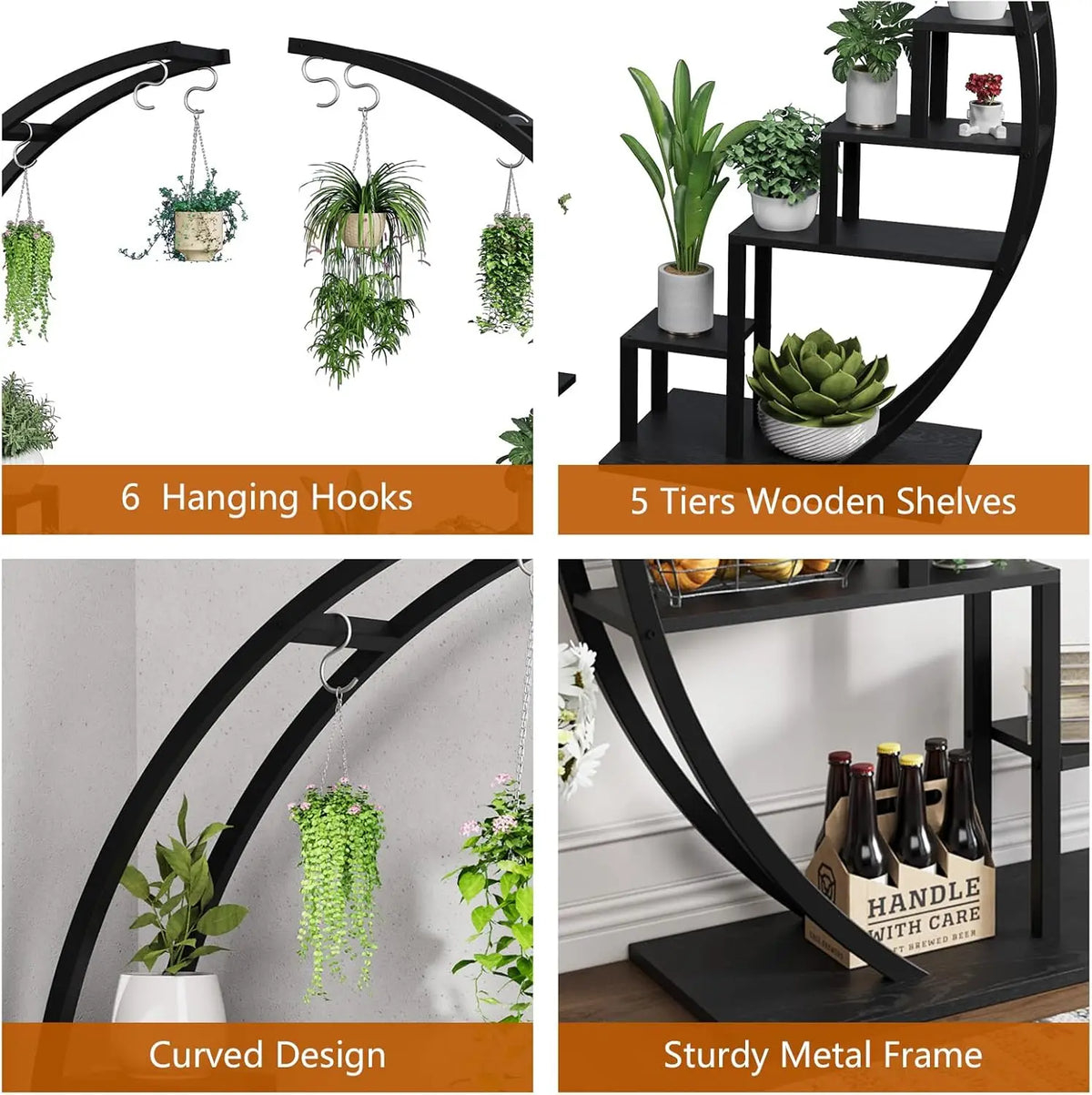 TWISTER CK Metal Plant Stand With Hanging Pot Hooks