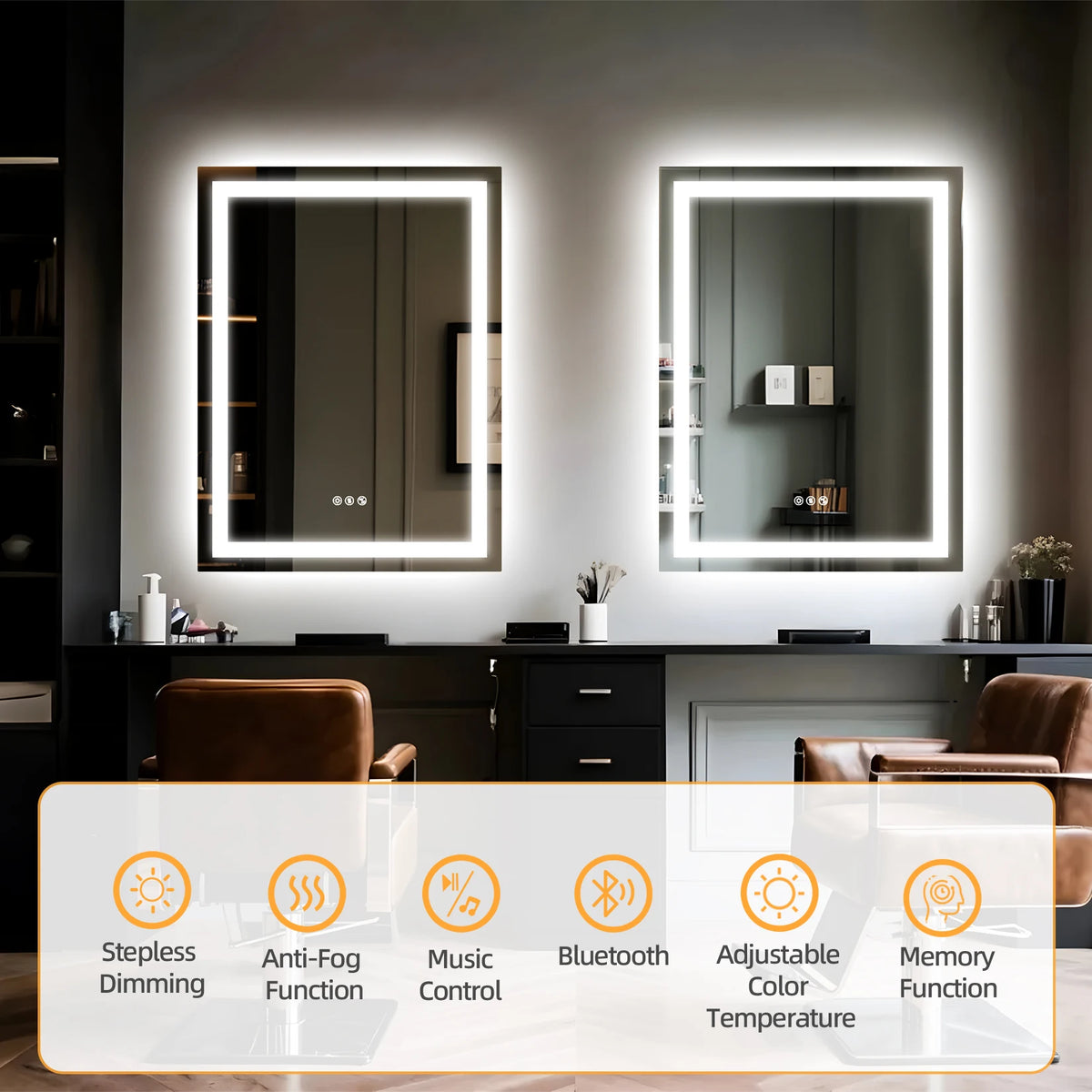 BORWART LED Bathroom Mirror With Anti Fog And Dual Speakers