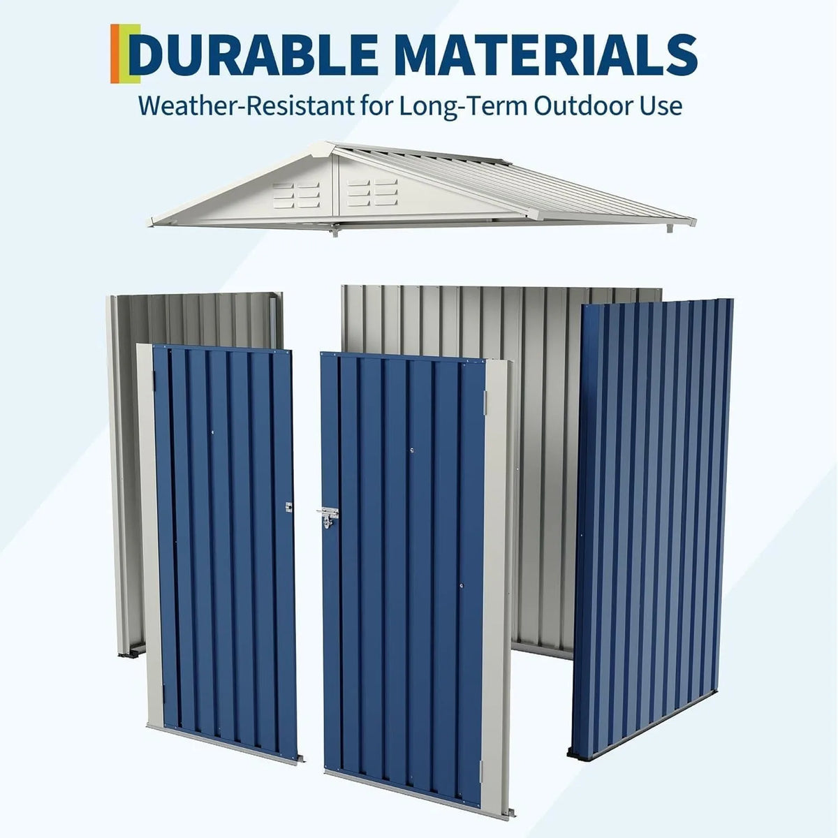 6x4 FT Outdoor Metal Storage Shed Waterproof Galvanized Steel Garden Shed with Lockable Hinged Door Ventilation Holes Reinforced Frame Backyard Tool Storage House for Lawn Equipment