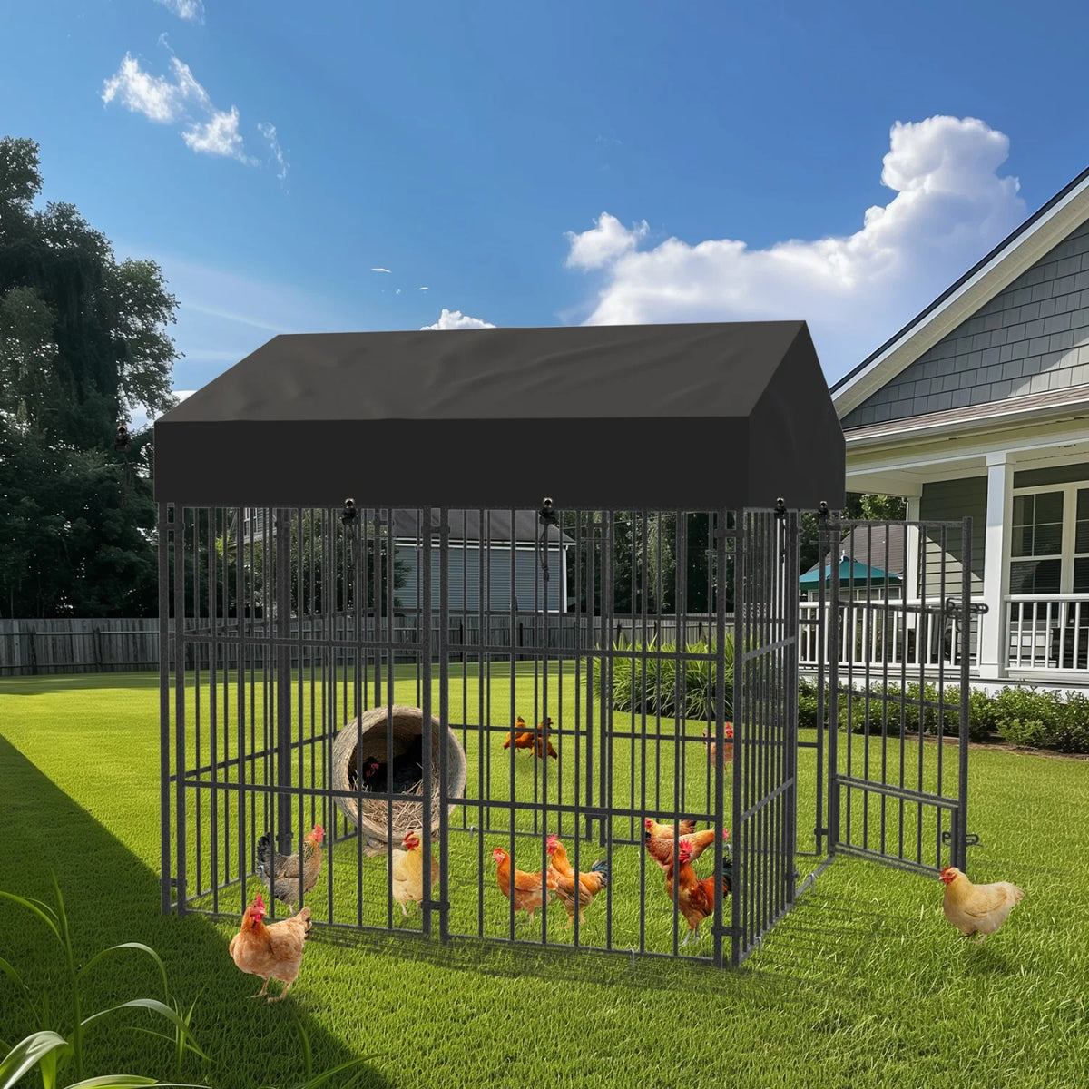 Heavy Duty Metal Dog Kennel With Roof Outdoor Playpen