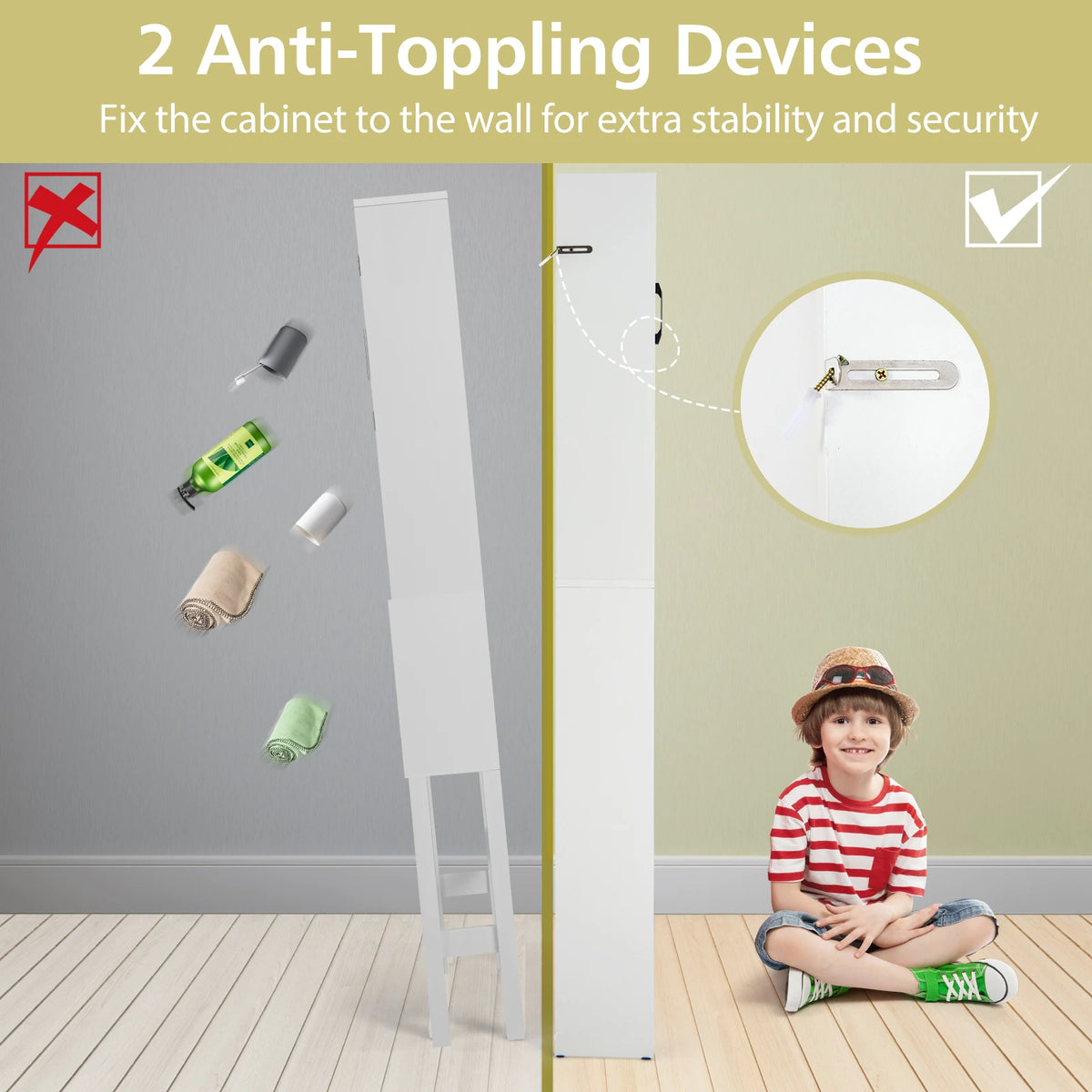 HOMASIS Over The Toilet Bathroom Storage Cabinet With Open Shelves