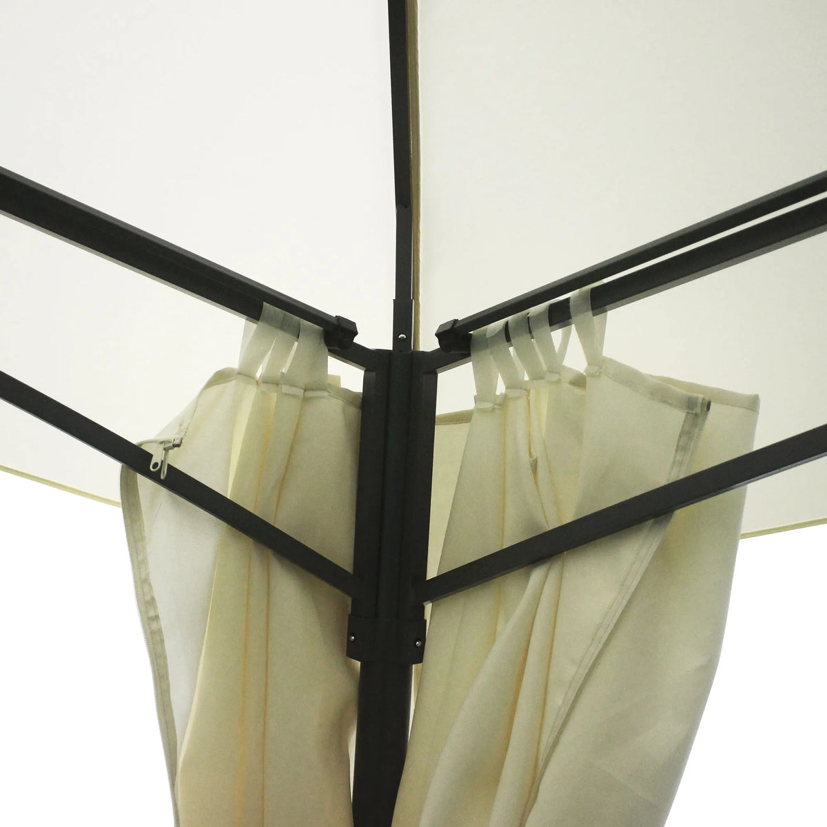 Double Vented Steel Patio Gazebo Canopy Shelter With Curtains