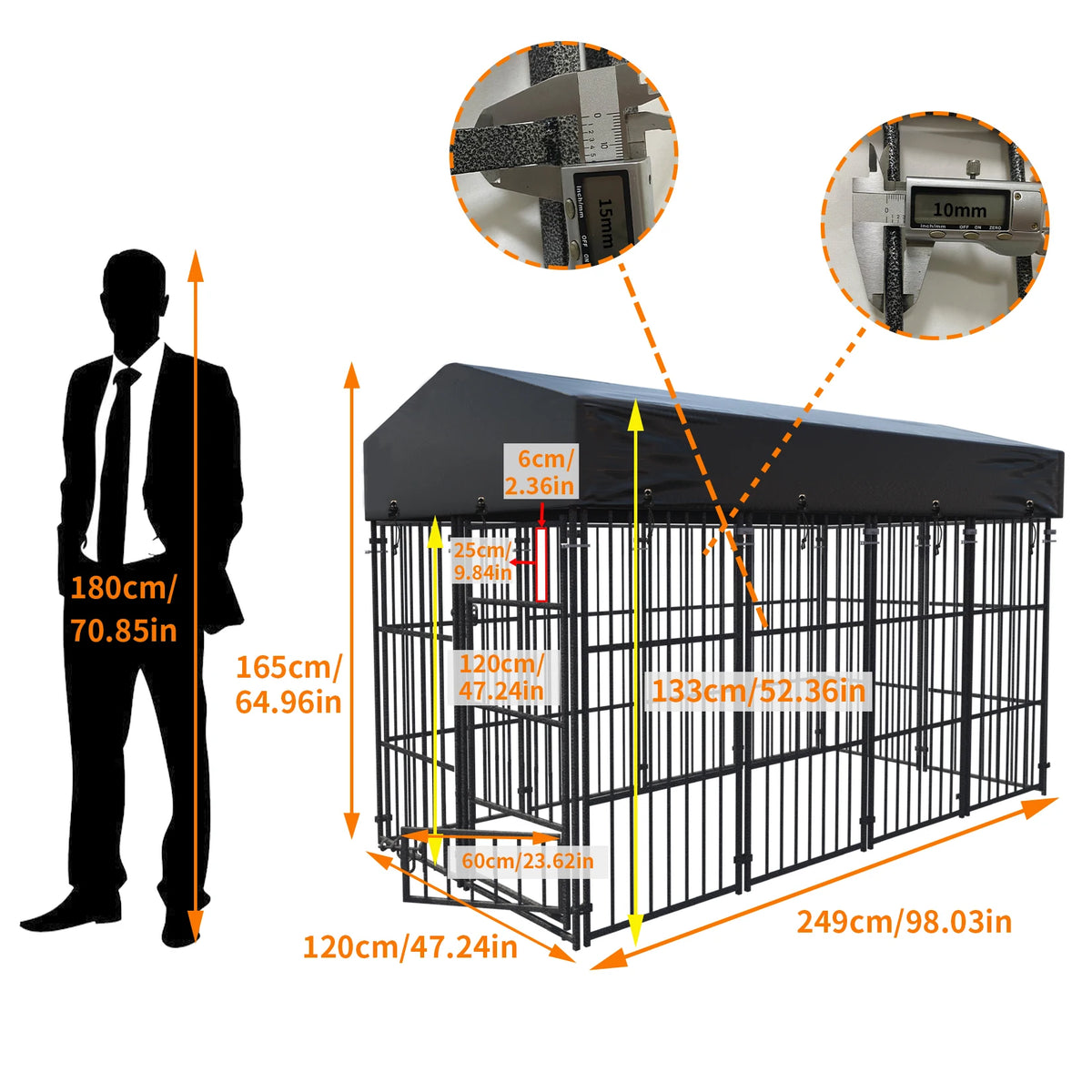 Heavy Duty Metal Dog Kennel With Roof Outdoor Playpen
