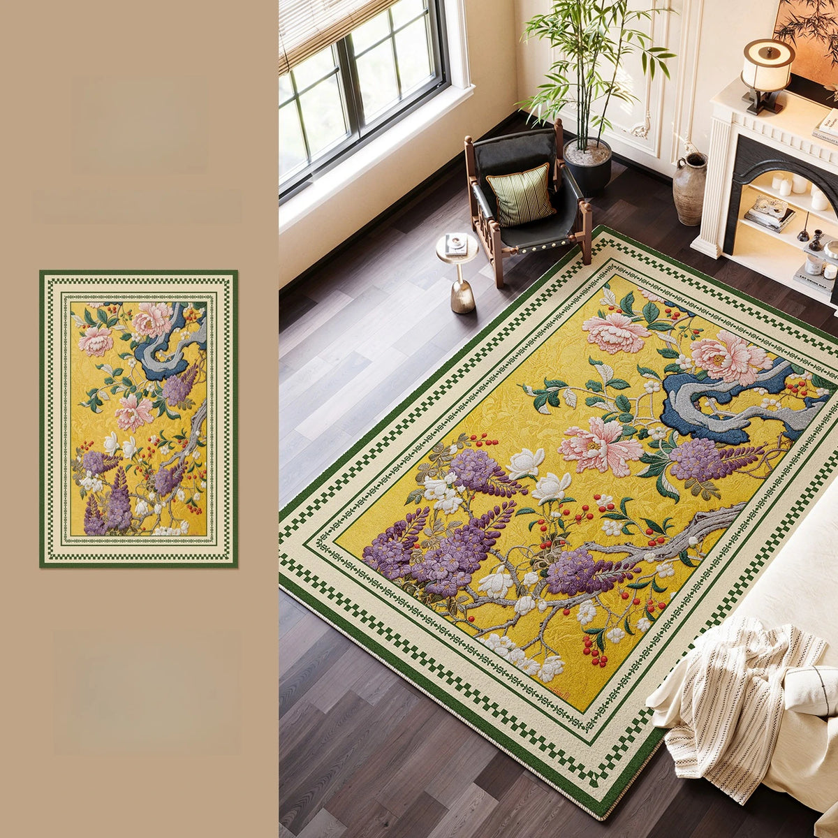 French Style Carpets for Living Room Fluffy Soft Cloakroom Rug Flower Pattern Bedroom Decor Carpet Thick Plush Lounge Floor Mat