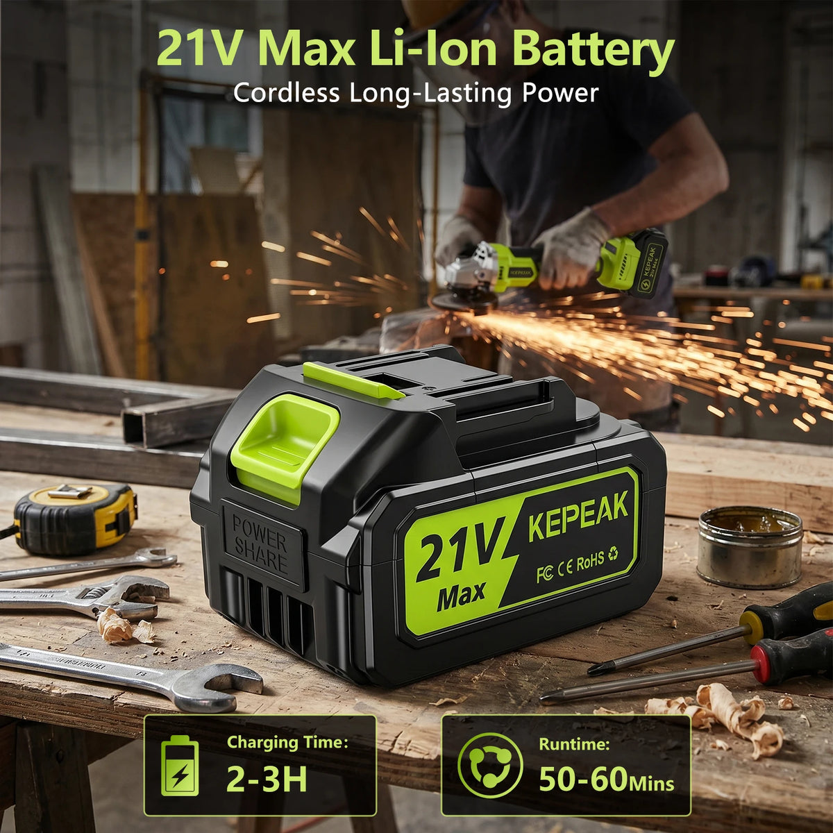 Cordless Brushless Angle Grinder With Three Speed Control