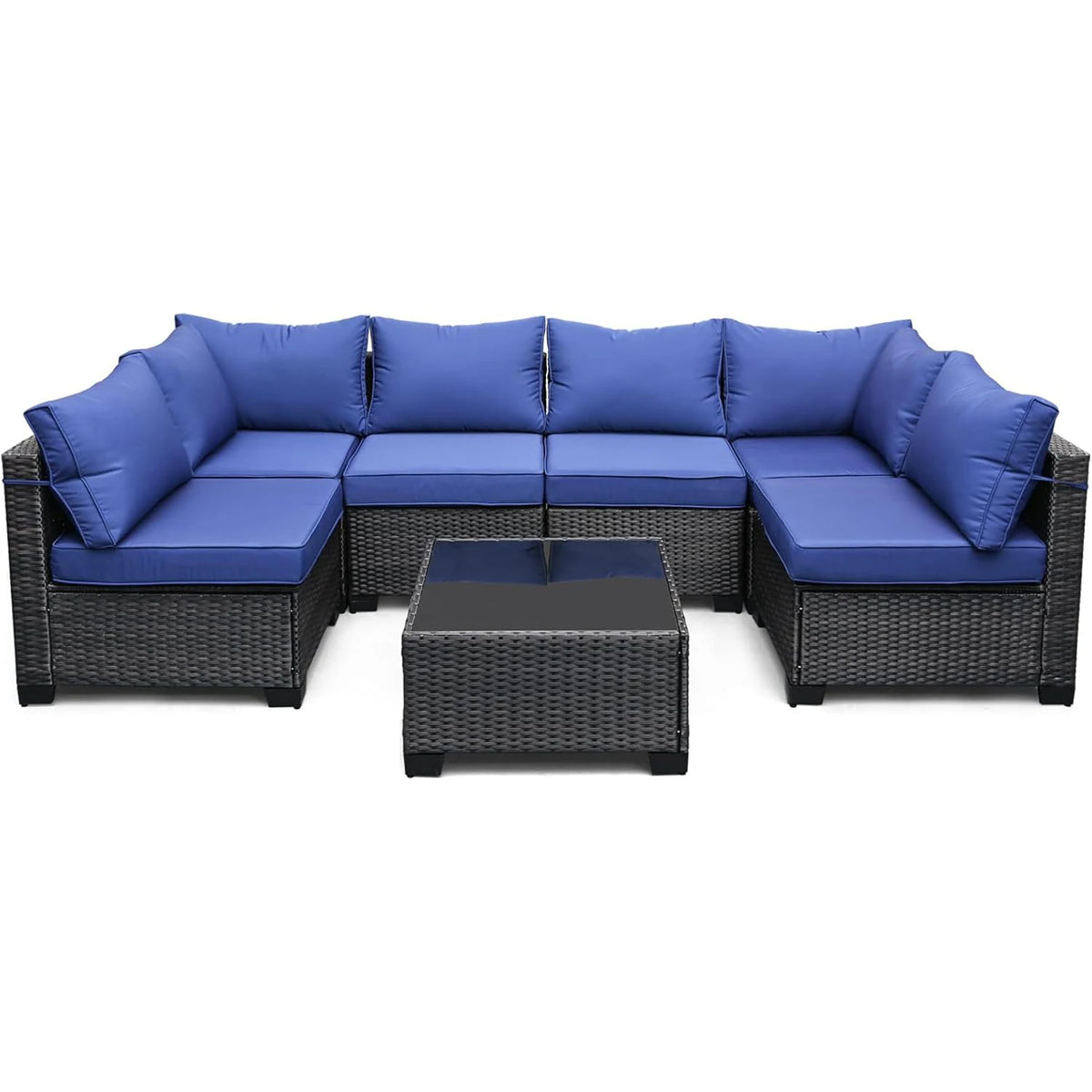 HiMISS Modular PE Rattan Outdoor Sectional Conversation Sofa Set for Garden