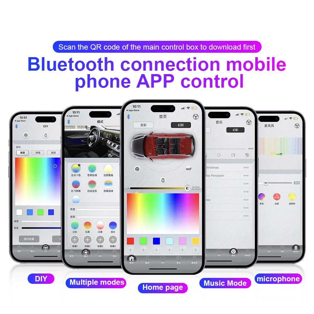 KALADA Dual Zone LED Car Ambient Light Interior Accent Kit