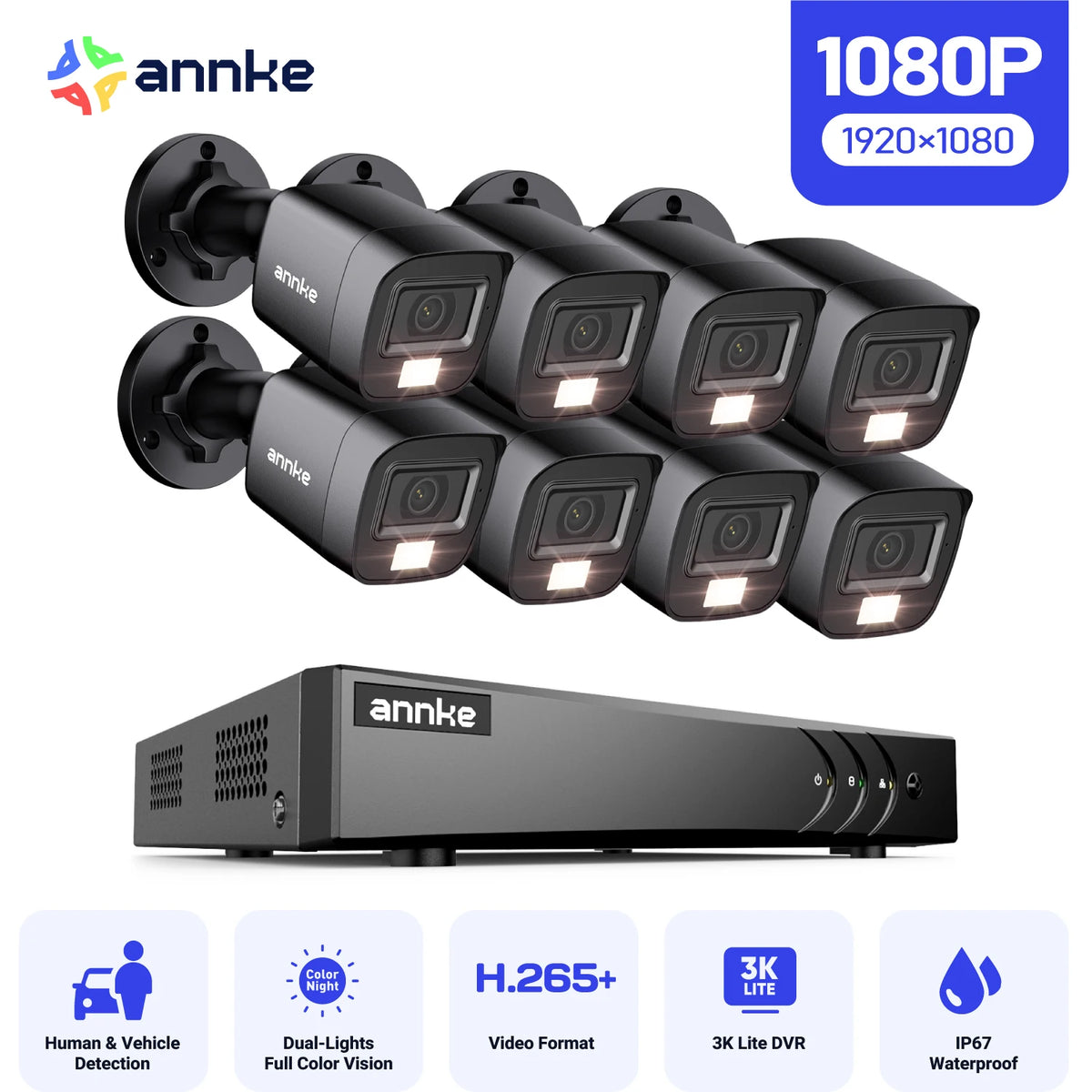 ANNKE Wired Security Camera System With AI Human Vehicle Detection