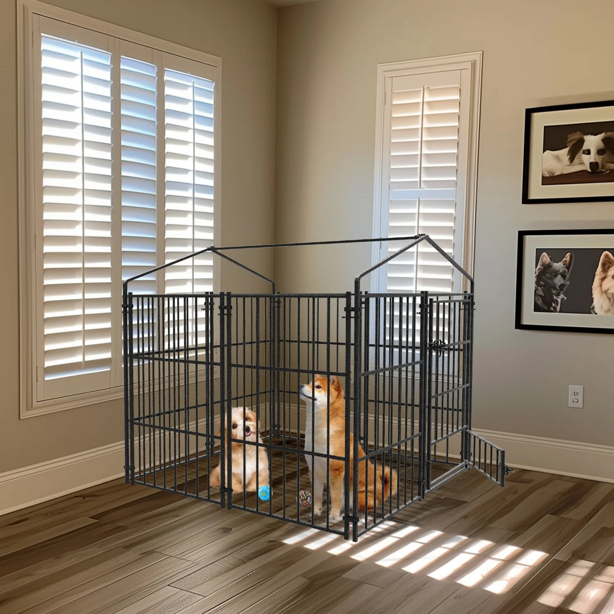 Heavy Duty Metal Dog Kennel With Roof Outdoor Playpen