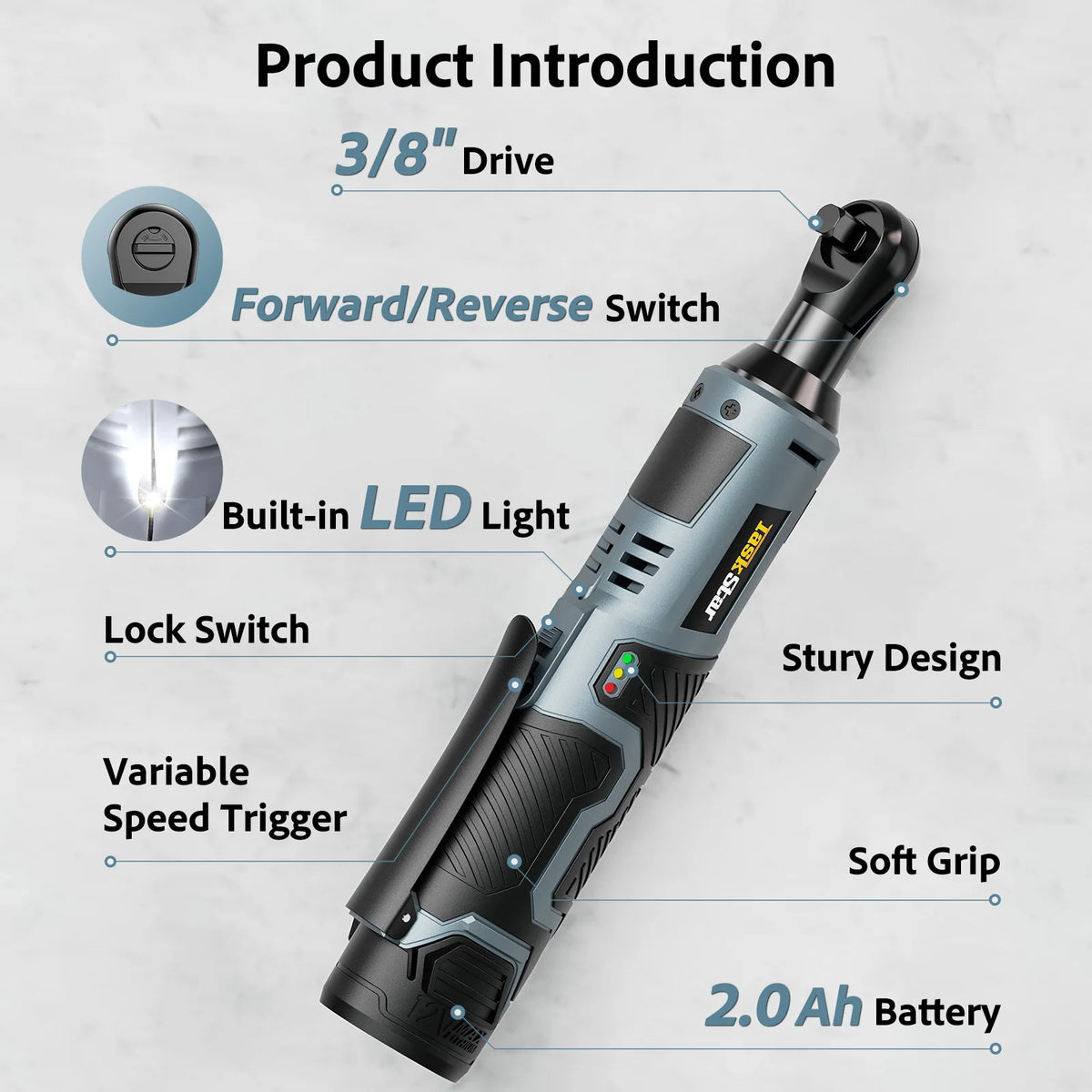 Taskstar Cordless Electric Ratchet Wrench Kit With Sockets And Batteries