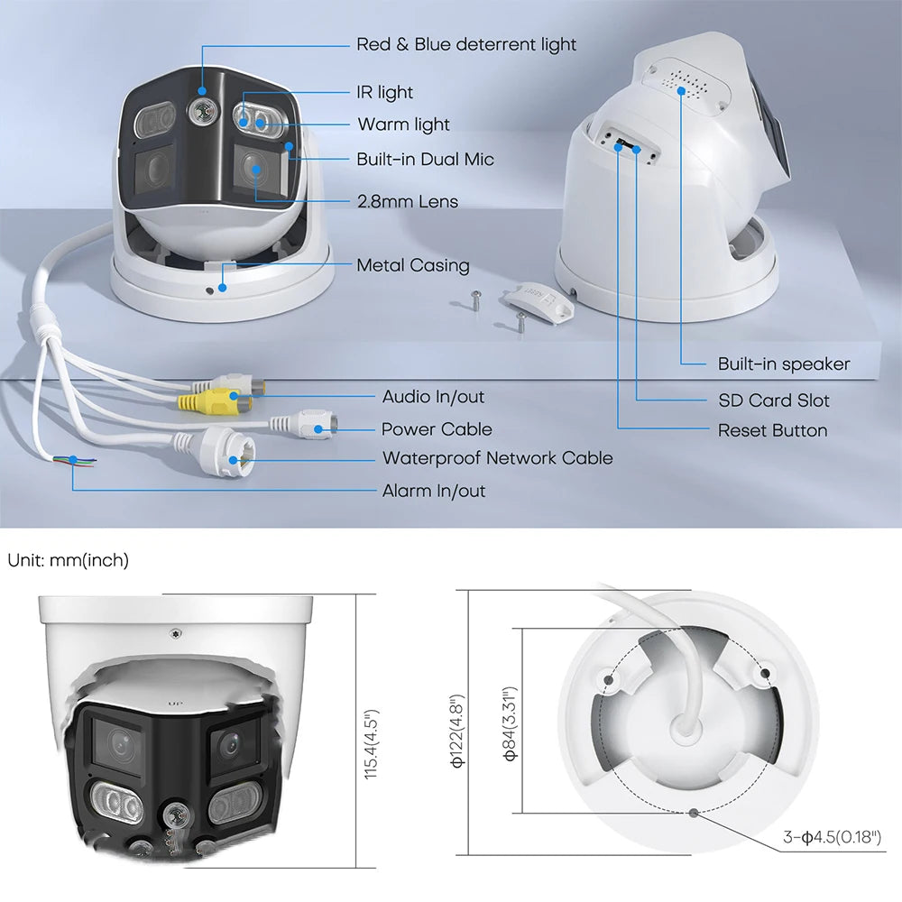 4K Dual Lens Panoramic Outdoor Security Camera With Alarm