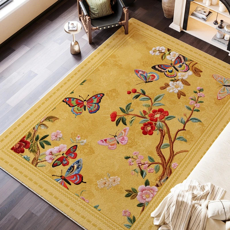 French Style Carpets for Living Room Fluffy Soft Cloakroom Rug Flower Pattern Bedroom Decor Carpet Thick Plush Lounge Floor Mat