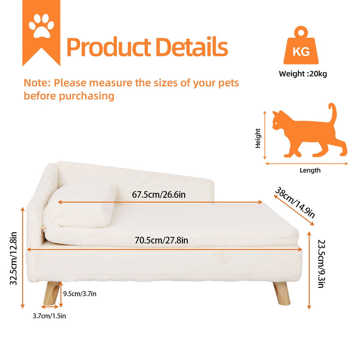 BINGOPAW Elevated Pet Bed With Waterproof Pad And Wood Legs