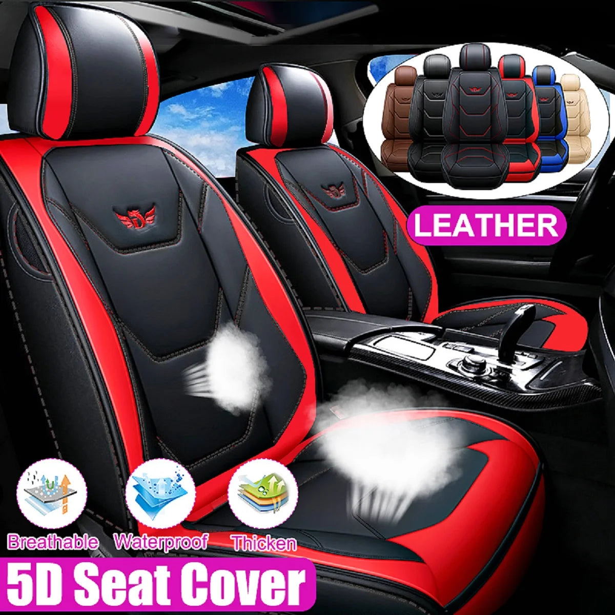 Universal PU Leather Front Car Seat Cover Cushion Protector Mat