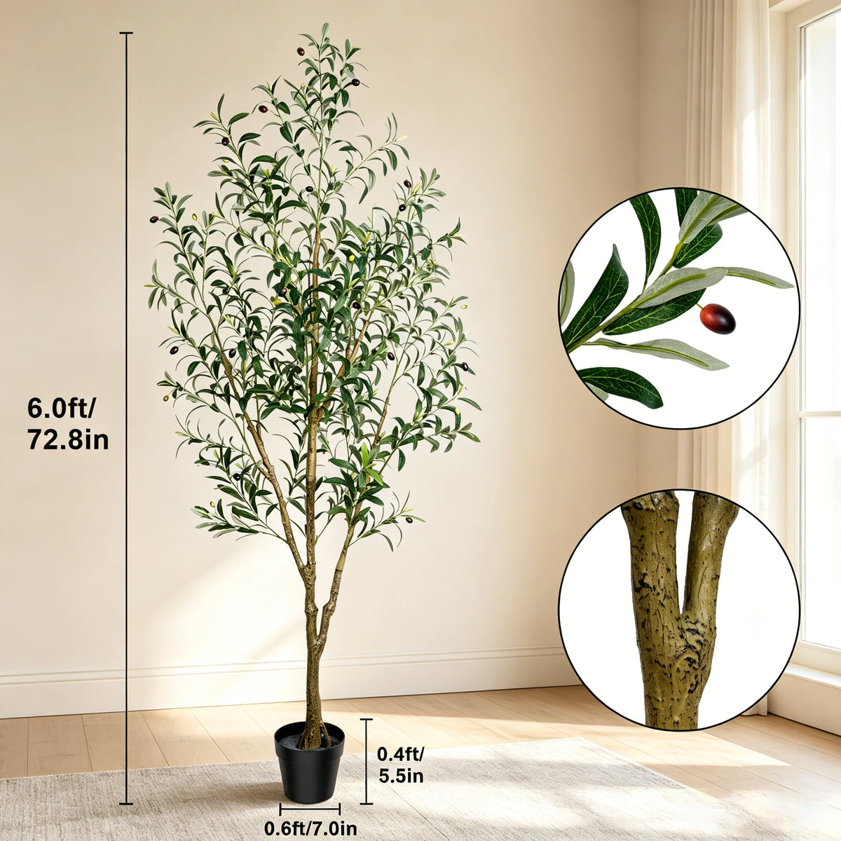 Olitree Artificial Olive Tree Faux Plant With Lifelike Fruits