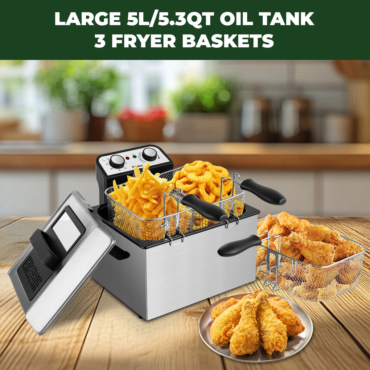 Sumetas Electric Deep Fryer With Adjustable Temperature Control