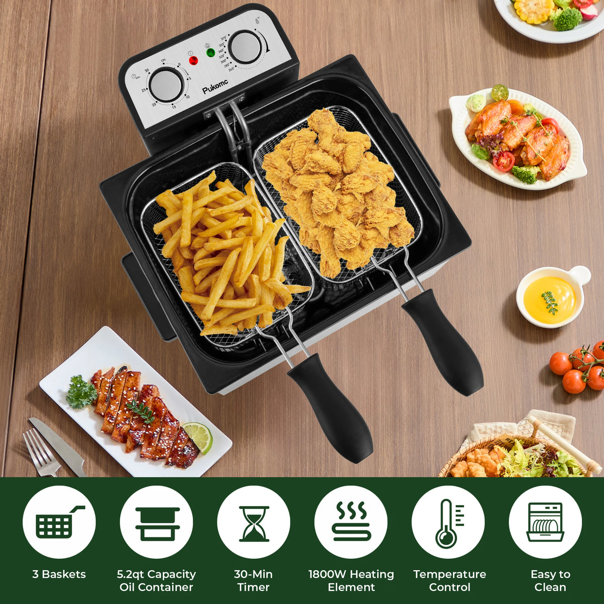 Sumetas Electric Deep Fryer With Adjustable Temperature Control