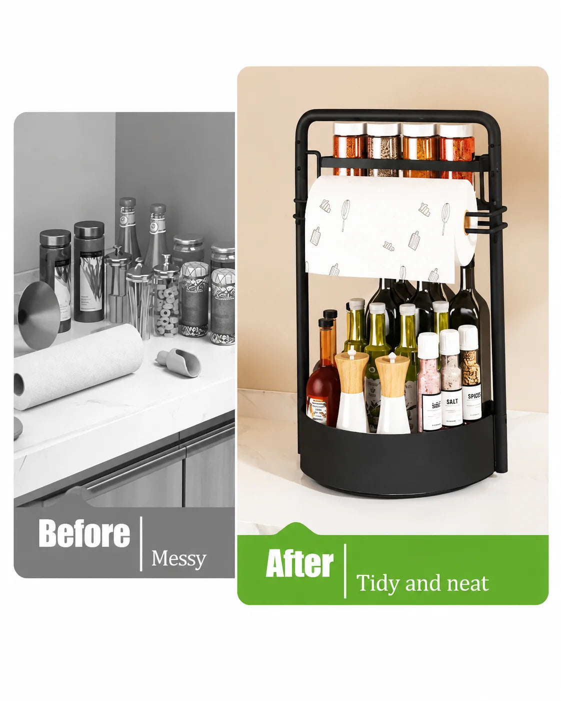Stainless Steel Rotating Kitchen Spice Rack Organizer Paper Towel Holder
