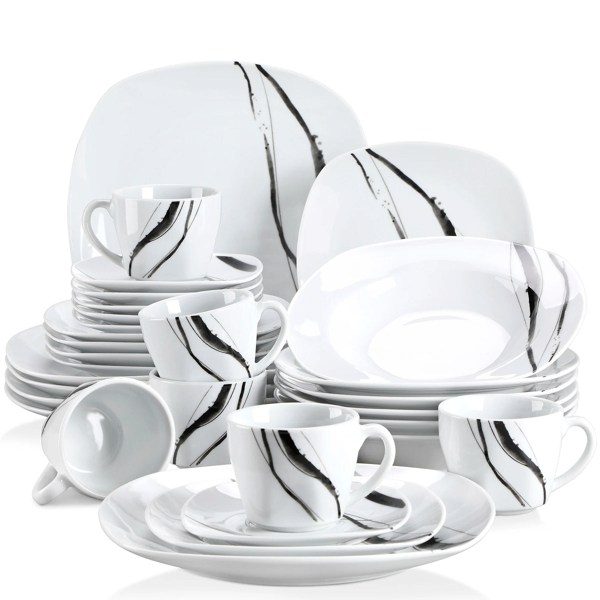 MALACASA Teresa Porcelain Dinnerware Set With Cups And Plates