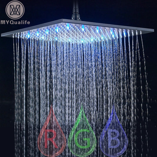 MYQualife LED Rainfall Shower Head With Integrated Lighting