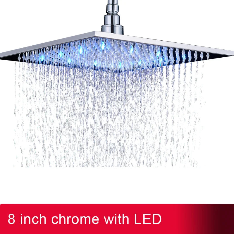 MYQualife LED Rainfall Shower Head With Integrated Lighting