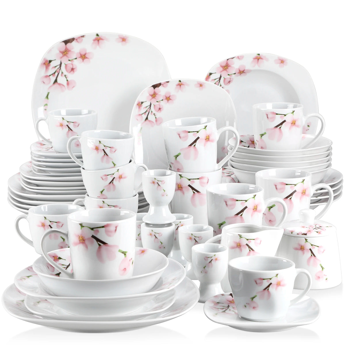 MALACASA Annie Porcelain Dinnerware Set With Plates Cups And Bowls