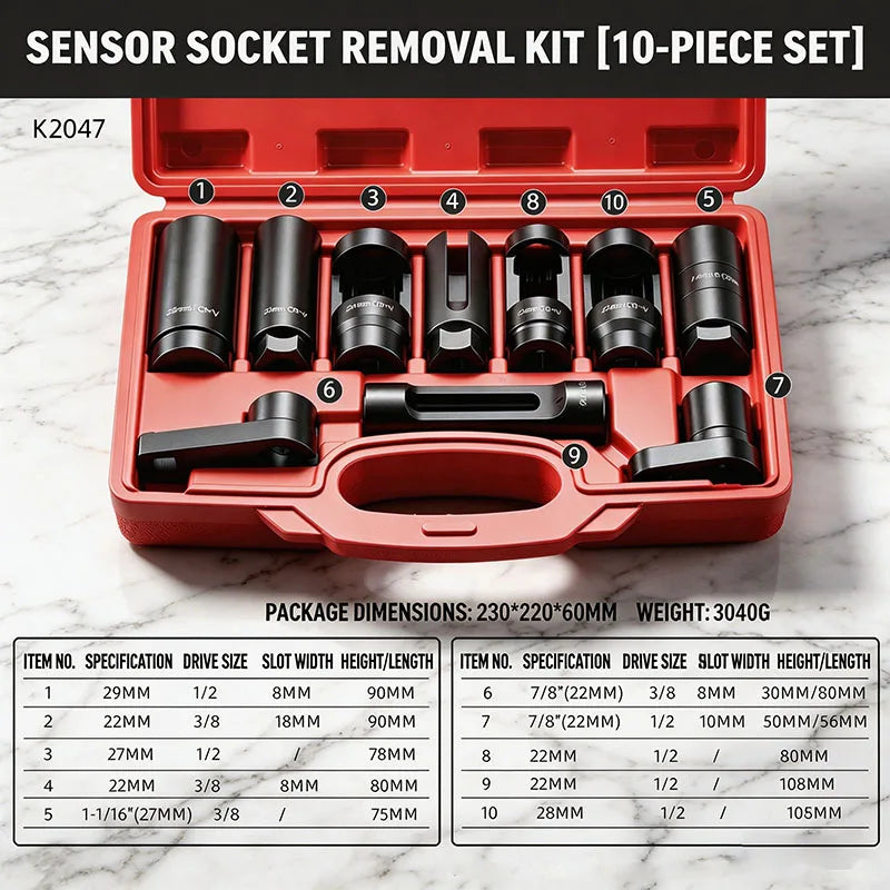Universal Oxygen Sensor Socket Set for Automotive Removal and Installation