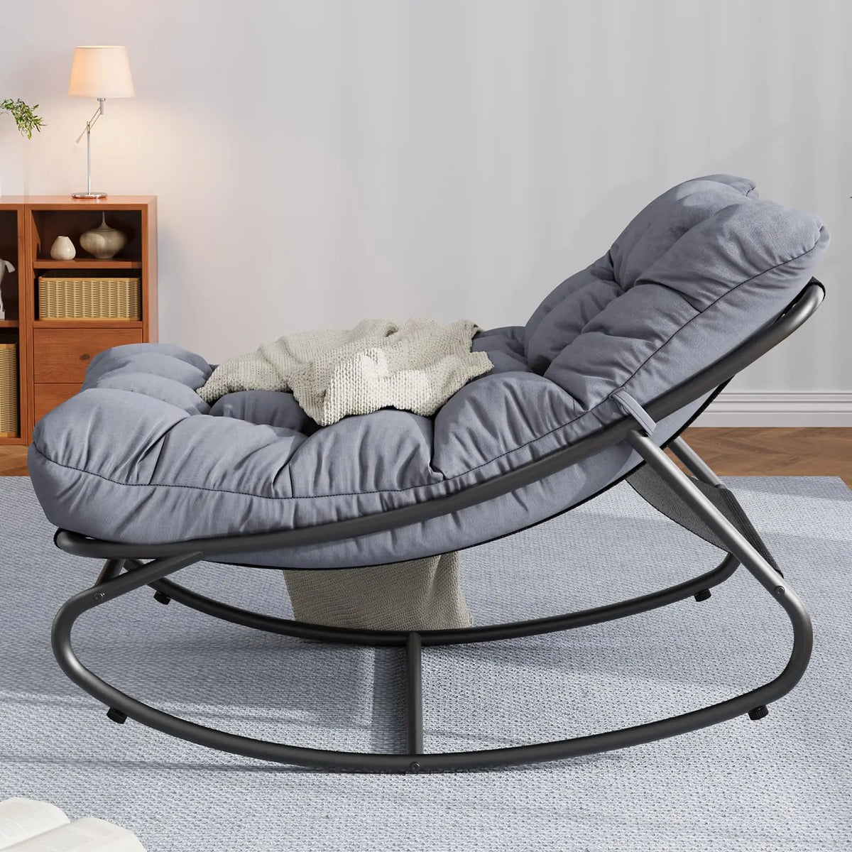 HiMISS Outdoor Metal Rocking Chair With Waterproof Cushion