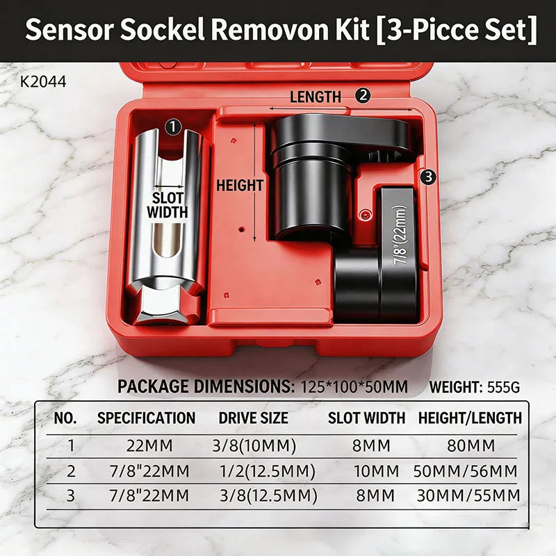 Universal Oxygen Sensor Socket Set for Automotive Removal and Installation
