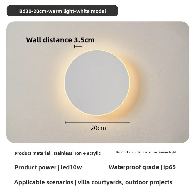 Round LED Wall Light IP65 Waterproof LED Outdoor Wall Lamp Corridor Entrance Porch Bedroom Exterior Decoration Lighting