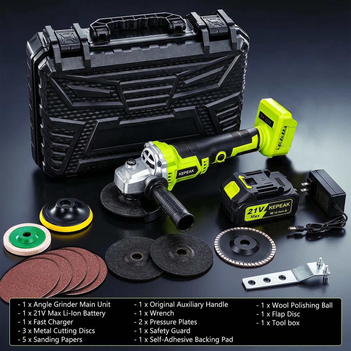 Cordless Brushless Angle Grinder With Three Speed Control