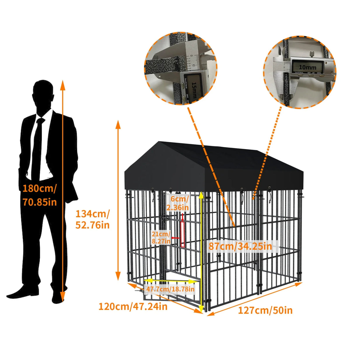 Heavy Duty Metal Dog Kennel With Roof Outdoor Playpen