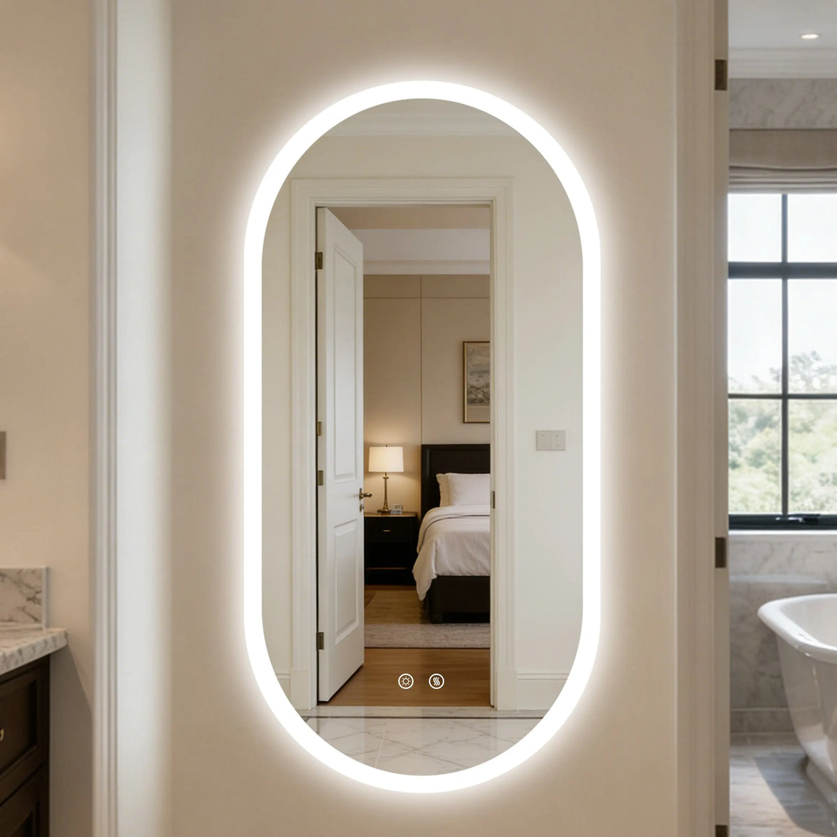 BORWART Smart Oval LED Bathroom Mirror With Anti Fog Lighting