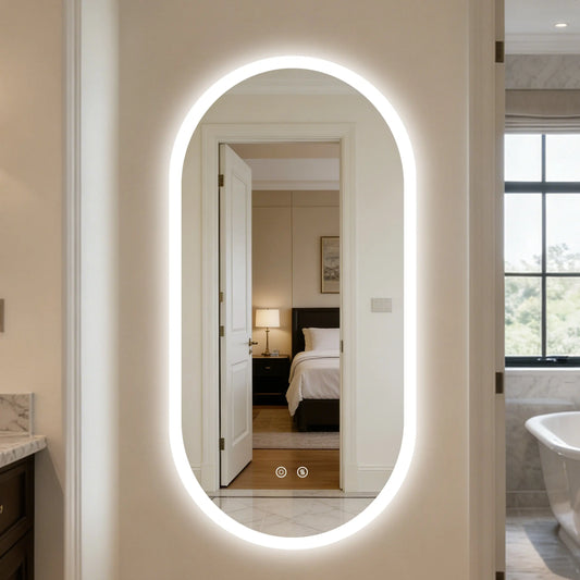 BORWART Smart Oval LED Bathroom Mirror With Anti Fog Lighting