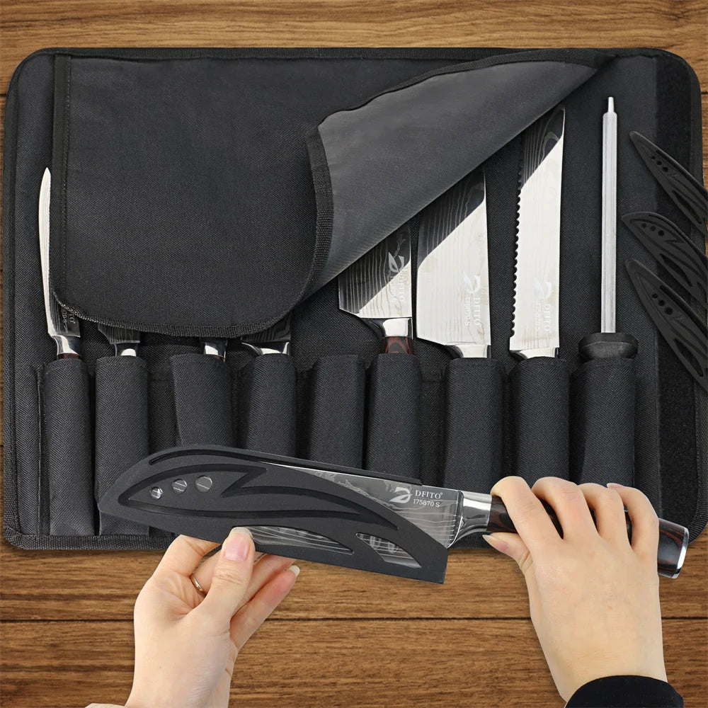 MDHAND Damascus Stainless Steel Kitchen Knife Set With Carrying Bag