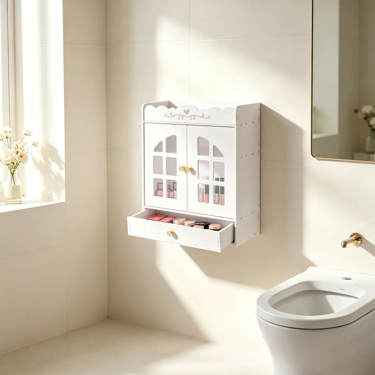 Bymaocar Wall Mounted Over Toilet Bathroom Storage Organizer Shelf