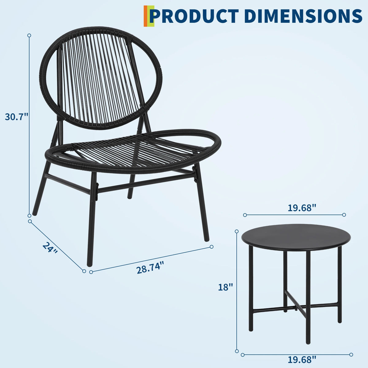 Modern Acapulco Outdoor Bistro Set With Woven Rattan Chairs