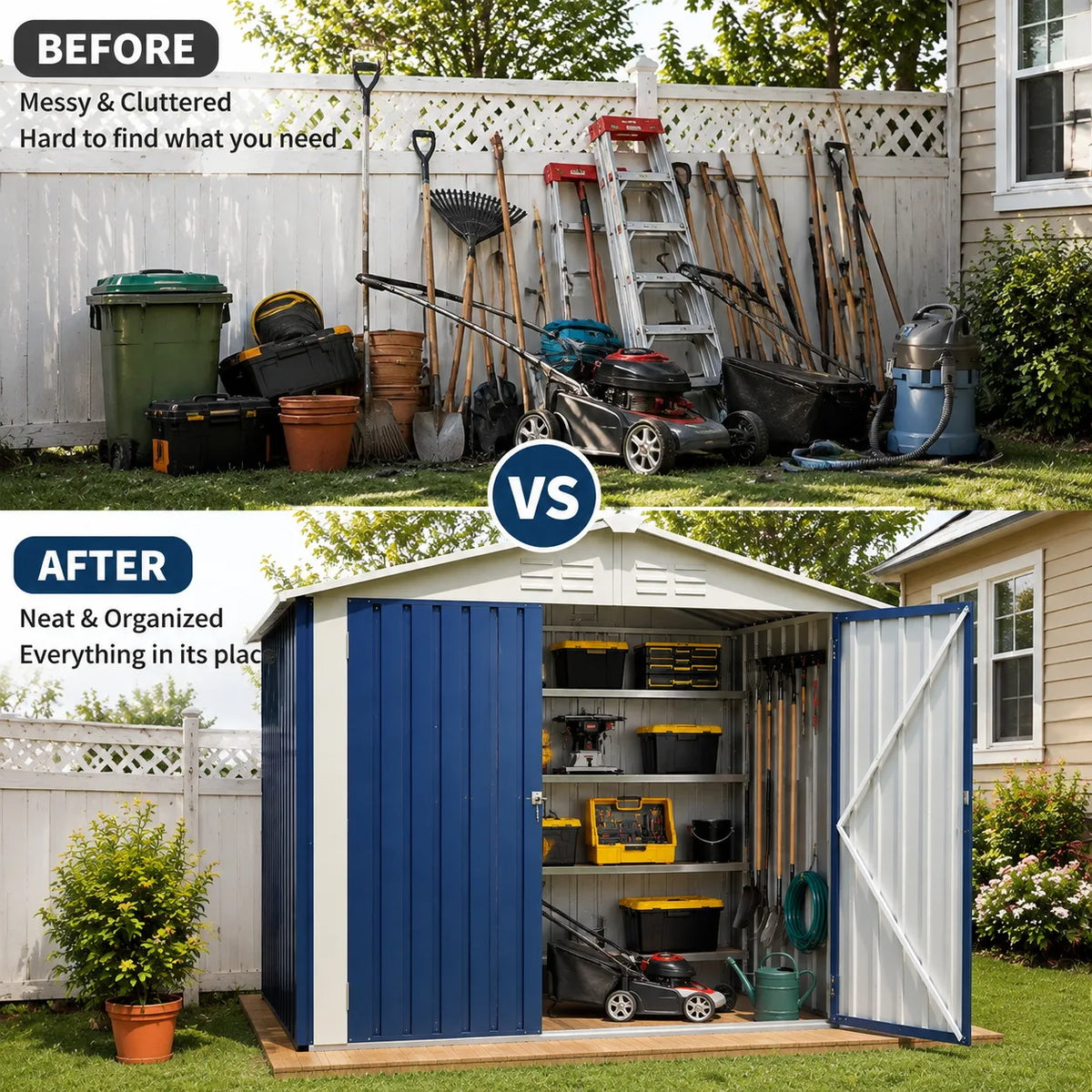 6x4 FT Outdoor Metal Storage Shed Waterproof Galvanized Steel Garden Shed with Lockable Hinged Door Ventilation Holes Reinforced Frame Backyard Tool Storage House for Lawn Equipment