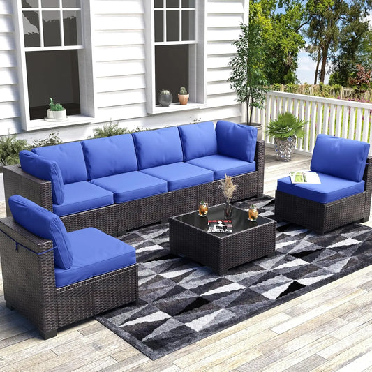 HiMISS Modular PE Rattan Outdoor Sectional Conversation Sofa Set for Garden
