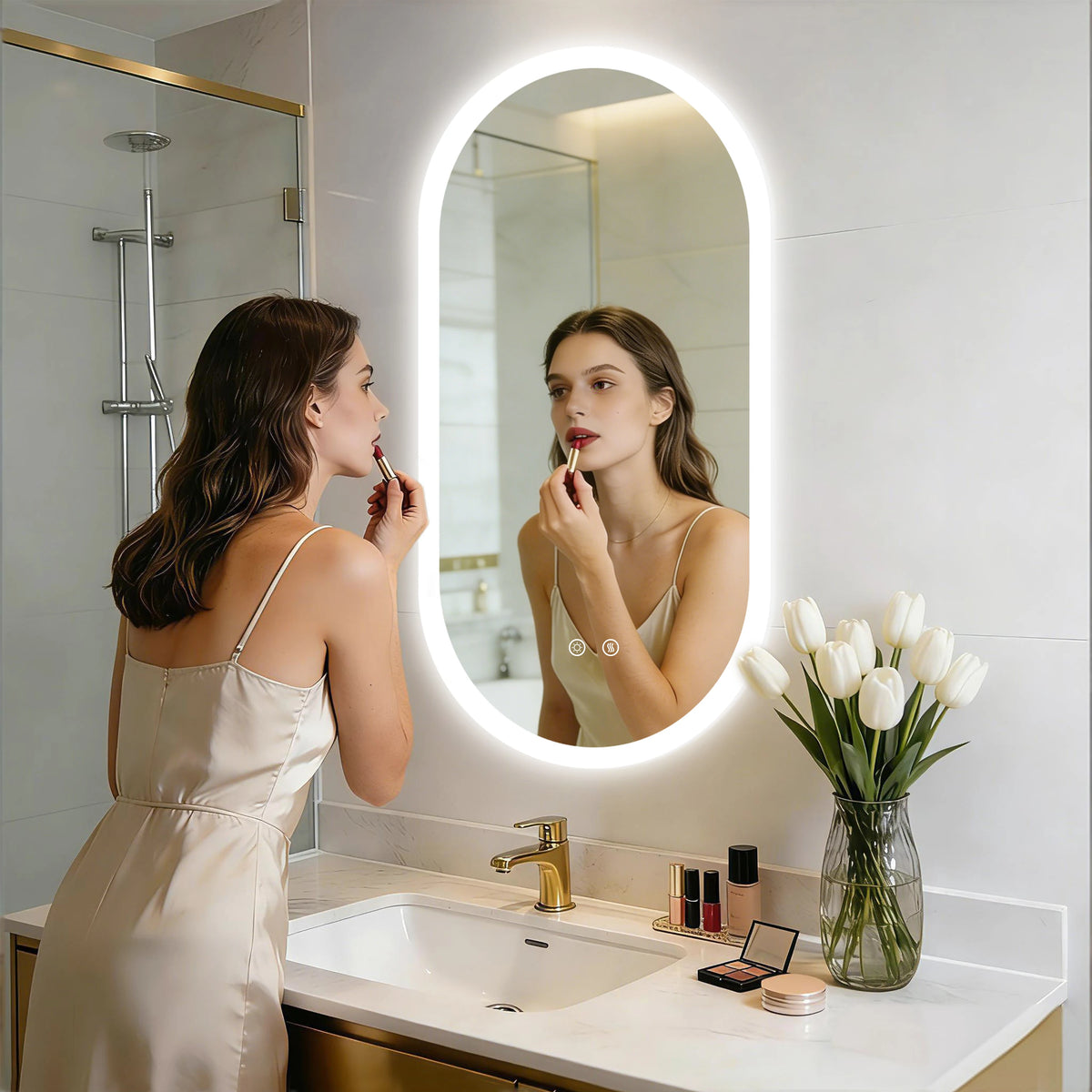 BORWART Smart Oval LED Bathroom Mirror With Anti Fog Lighting