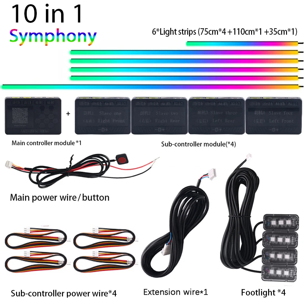 KALADA Dual Zone LED Car Ambient Light Interior Accent Kit