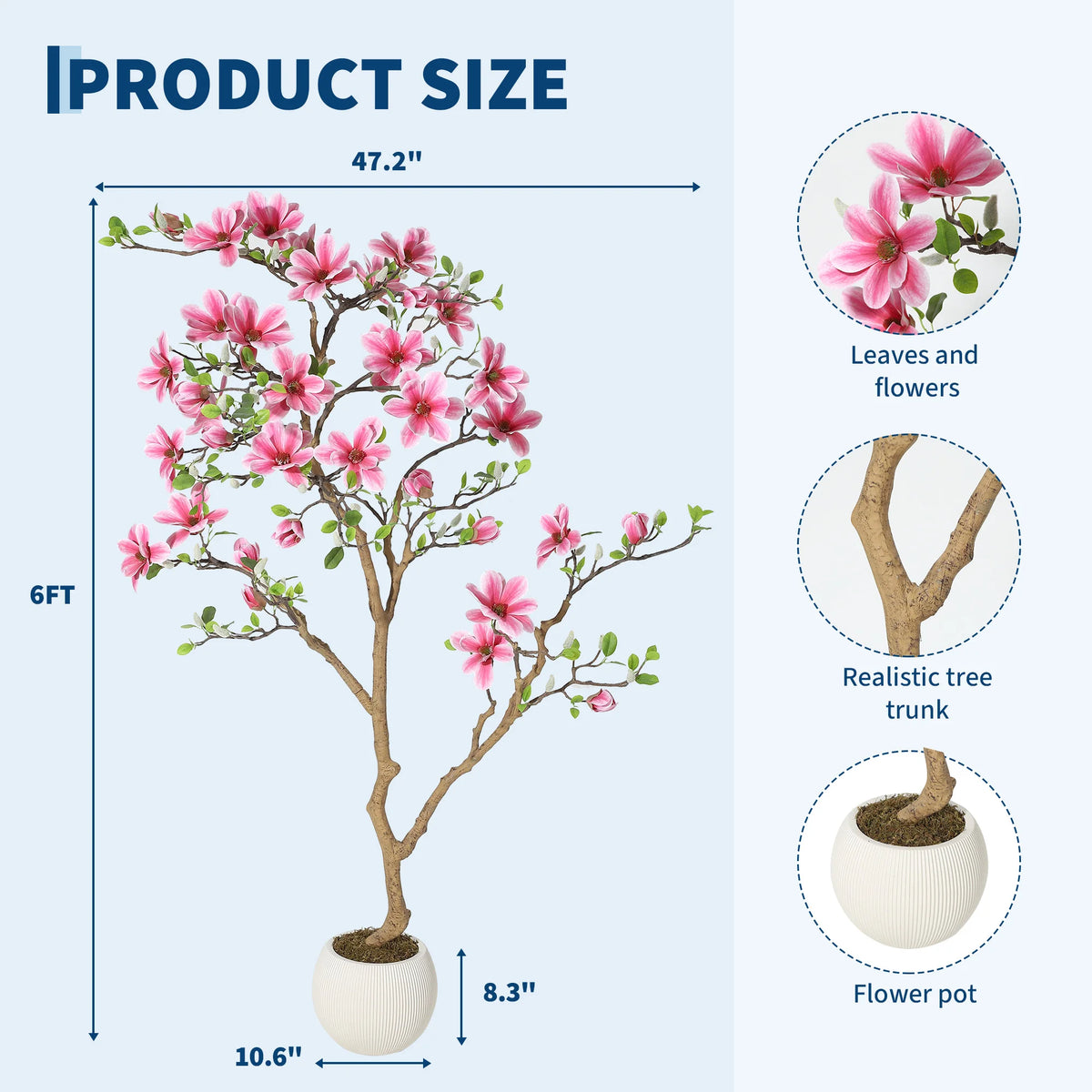 HiMISS Artificial Magnolia Tree For Indoor Home Decor