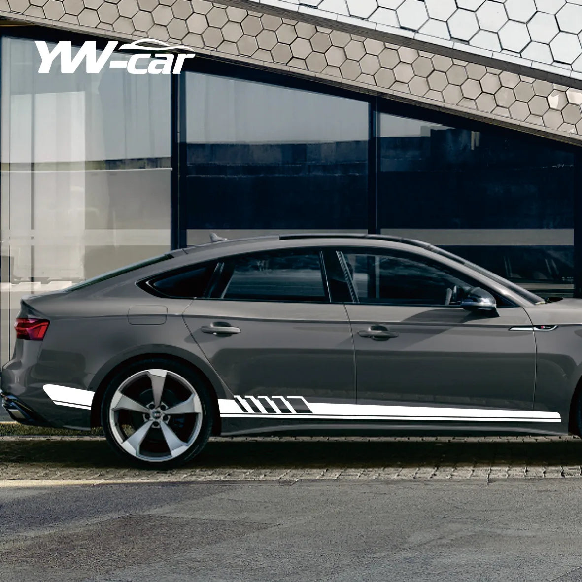 Racing Sport Car Door Side Skirt Stickers for Audi Vehicles