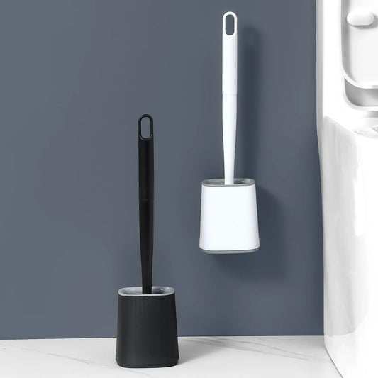 BRUSHZAZA Silicone Toilet Brush And Holder Set For Bathroom Cleaning