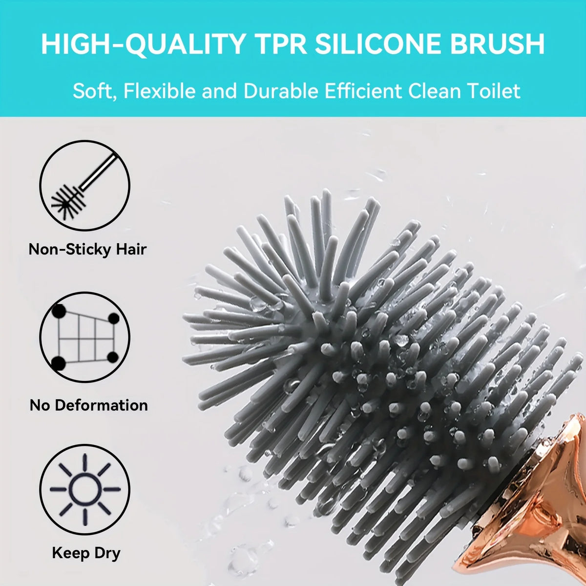 Wall Mounted Silicone Toilet Brush Set With Long Handle Quick Dry