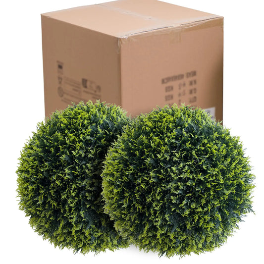 Studyset Artificial Cedar Topiary Balls Set for Outdoor Decor