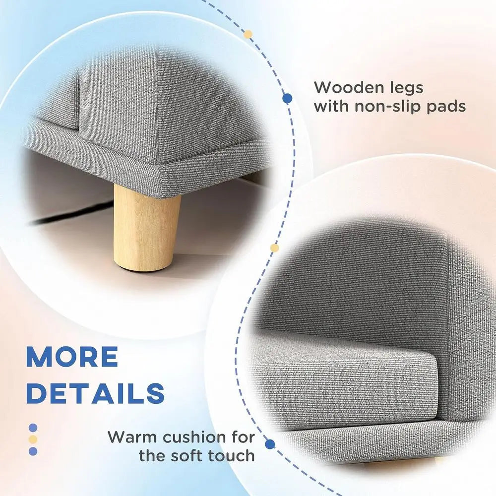 Dog Sofa Pet Bed With Washable Cushion And Wooden Legs