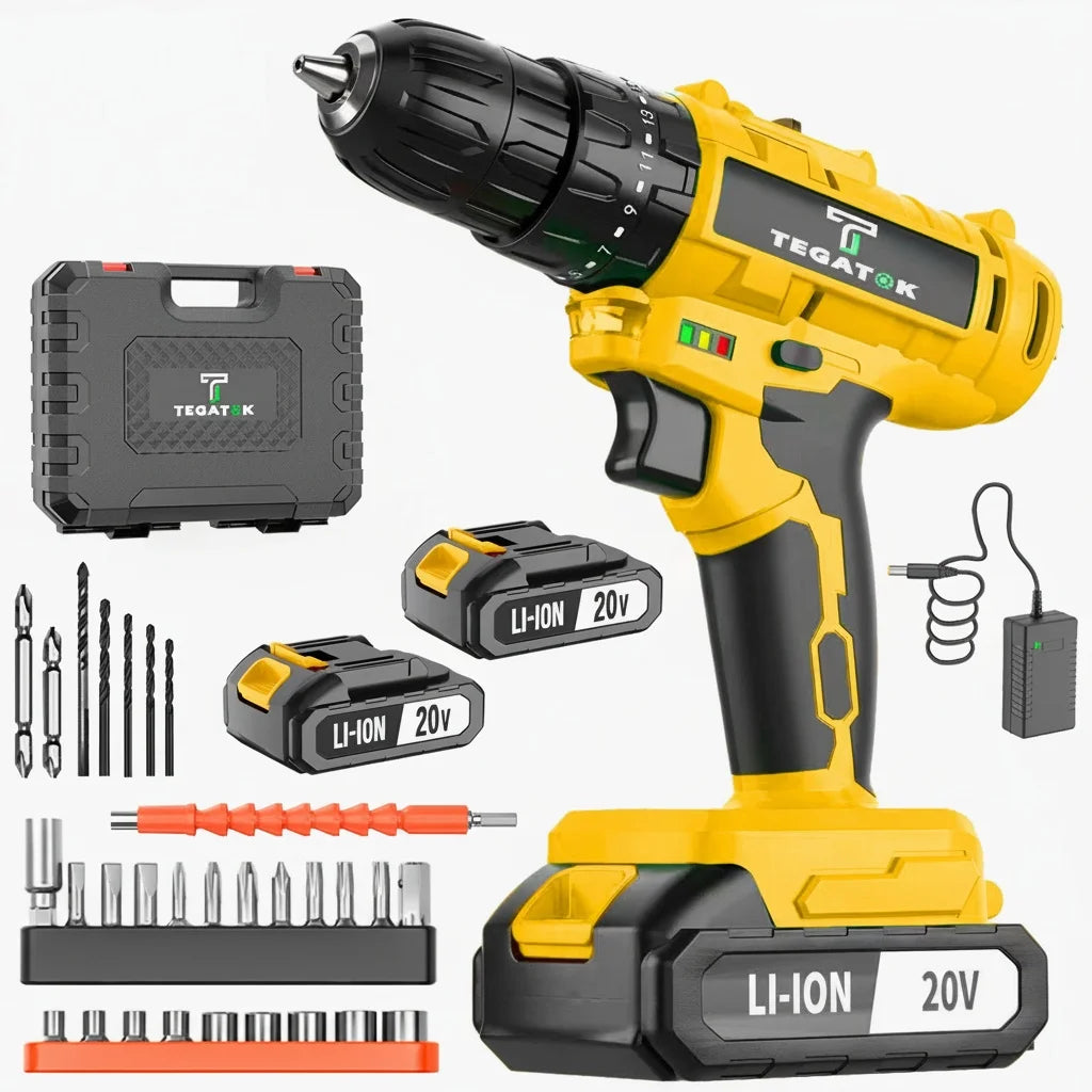 TEGATOK 45Nm Cordless Impact Drill With LED Two Speed Control