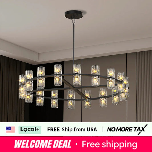 ZHIKEA Modern Crystal Pendant Light LED Ceiling Fixture