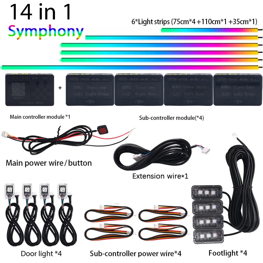 KALADA Dual Zone LED Car Ambient Light Interior Accent Kit